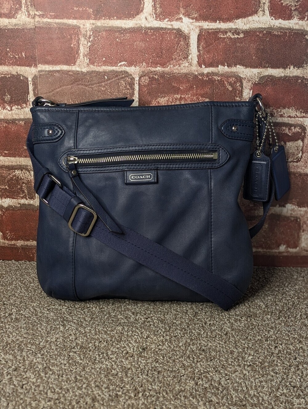 COACH Daisy F23973 Crossbody Bag Navy Blue Leather Vintage Shoulder Purse